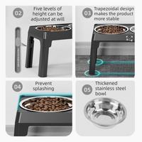 Adjustable Elevated Dog Bowl Stand with Stainless Steel Double