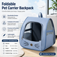 3-in-1 Cat Carrier Backpack — Blue, Clear Window