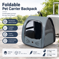 3-in-1 Cat Carrier Backpack — Grey, Clear Window