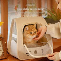 3-in-1 Cat Carrier Backpack — Grey, Clear Window