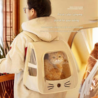 3-in-1 Cat Carrier Backpack — Grey, Clear Window