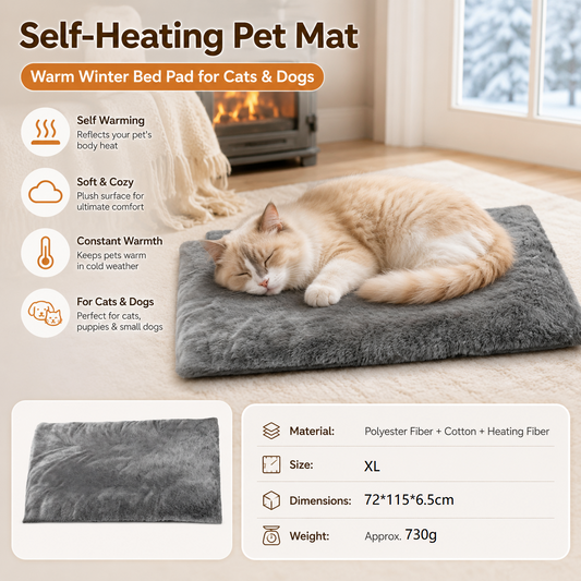 Self-Heating Pet Mat 72 x 115cm — Grey