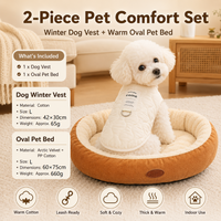 Winter Pet Care Bundle - Beige Quilted Dog Vest with Leash