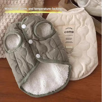 Winter Pet Care Bundle - Beige Quilted Dog Vest with Leash
