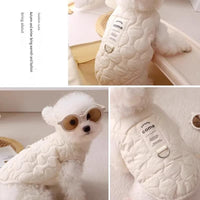 Winter Pet Care Bundle - Beige Quilted Dog Vest with Leash