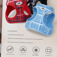 Classic Plaid Dog Harness Set- Breathable Mesh Vest