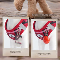 Classic Plaid Dog Harness Set- Breathable Mesh Vest