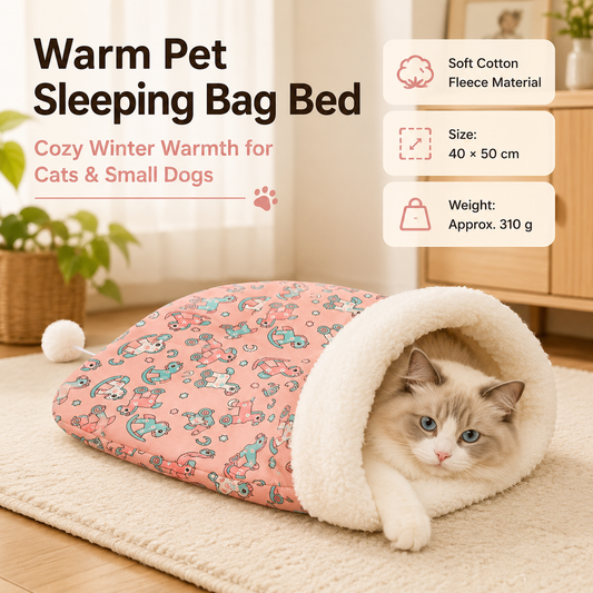Cat Sleeping Bag Bed 40 x 50cm — Pink