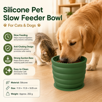 Silicone Slow Feeder Dog Bowl - Green 11.9*11.9* Anti Gulp Pet