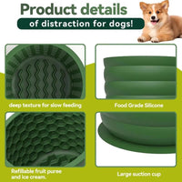 Silicone Slow Feeder Dog Bowl - Green 11.9*11.9* Anti Gulp Pet