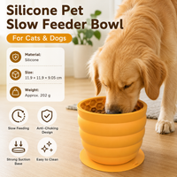 Silicone Slow Feeder Dog Bowl - Yellow 11.9*11.9* Anti-Gulp