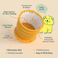 Silicone Slow Feeder Dog Bowl - Yellow 11.9*11.9* Anti-Gulp