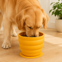Silicone Slow Feeder Dog Bowl - Yellow 11.9*11.9* Anti-Gulp