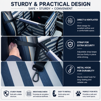 Waterproof Pet Car Seat Carrier — Safety Strap, Striped