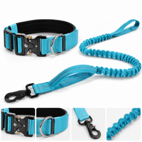 Tactical Dog Collar and Bungee Lead Set - Padded Quick Release