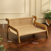 Sisal Scratcher Sofa Bed 53cm — Wooden Base