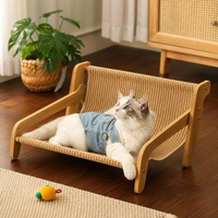 Sisal Scratcher Sofa Bed 53cm — Wooden Base