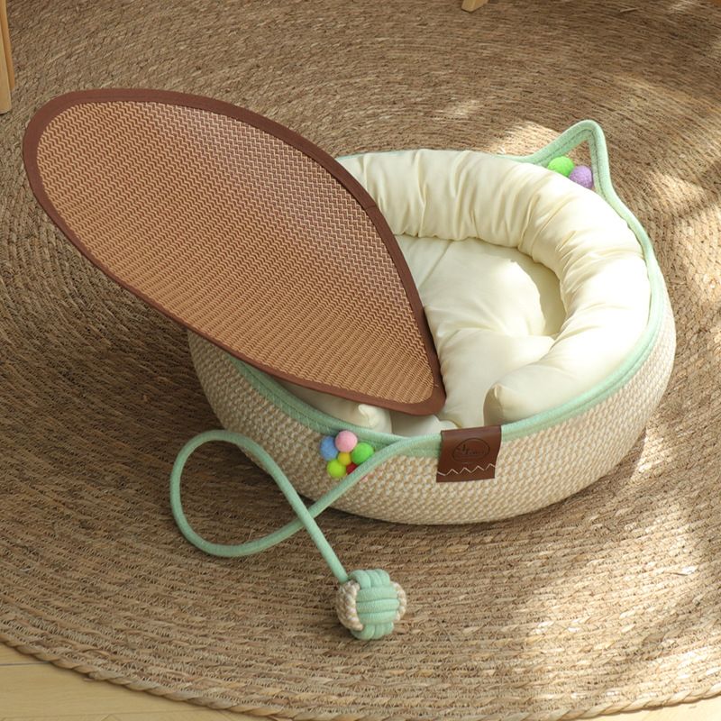 Rattan Cat Bed & Scratcher L — White Cushion