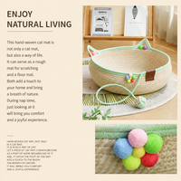 Rattan Cat Bed & Scratcher L — White Cushion