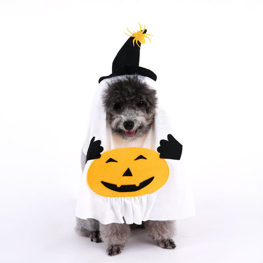 Halloween Pumpkin Ghost Dog Costume - Polyester Pet Fancy