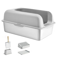 XL Stainless Steel Litter Box — 15cm Deep, with Scoop