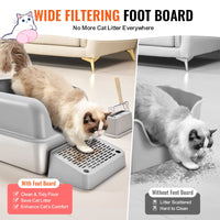 XL Stainless Steel Litter Box — 15cm Deep, with Scoop