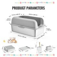 XL Stainless Steel Litter Box — 15cm Deep, with Scoop